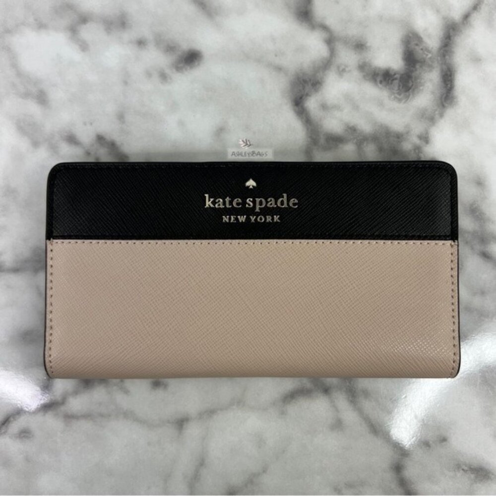 Kate Spade Staci Large Slim Bifold Wallet In Warm Beige
